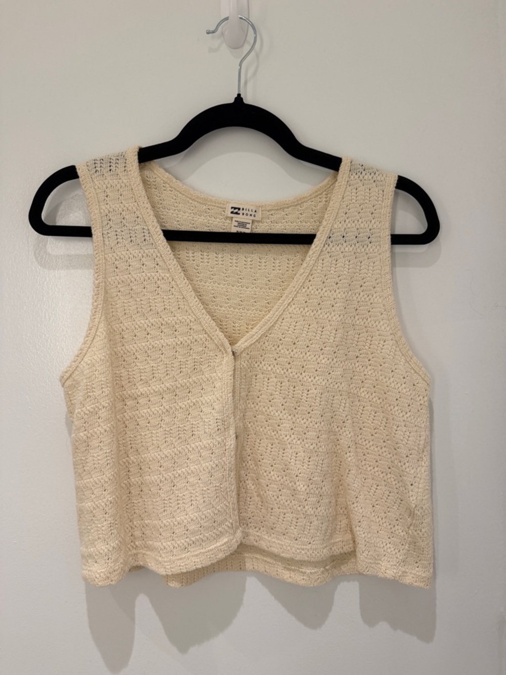 Billabong Crochet Knit Cream Sleeveless Top